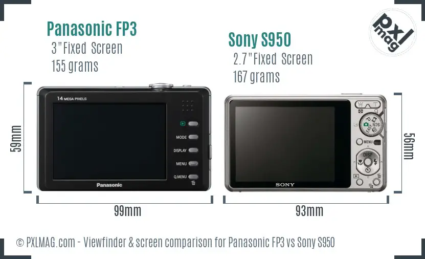 Panasonic FP3 vs Sony S950 Screen and Viewfinder comparison
