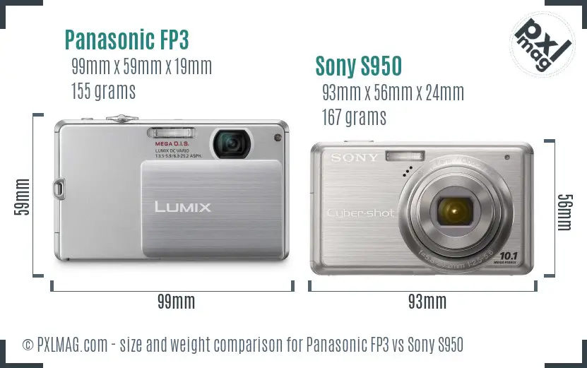 Panasonic FP3 vs Sony S950 size comparison