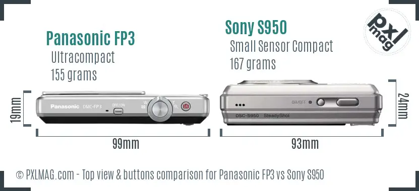 Panasonic FP3 vs Sony S950 top view buttons comparison