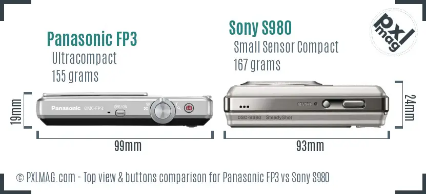 Panasonic FP3 vs Sony S980 top view buttons comparison