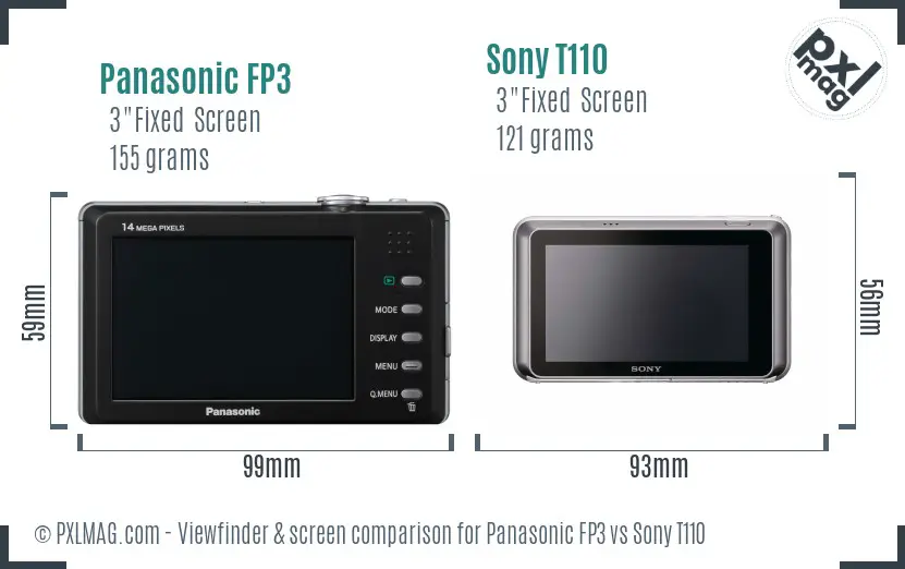Panasonic FP3 vs Sony T110 Screen and Viewfinder comparison