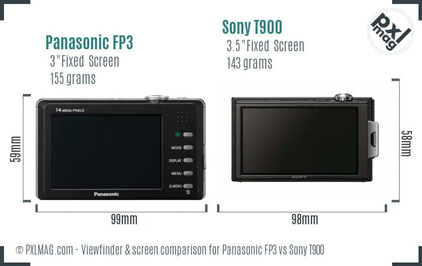 Panasonic FP3 vs Sony T900 Screen and Viewfinder comparison