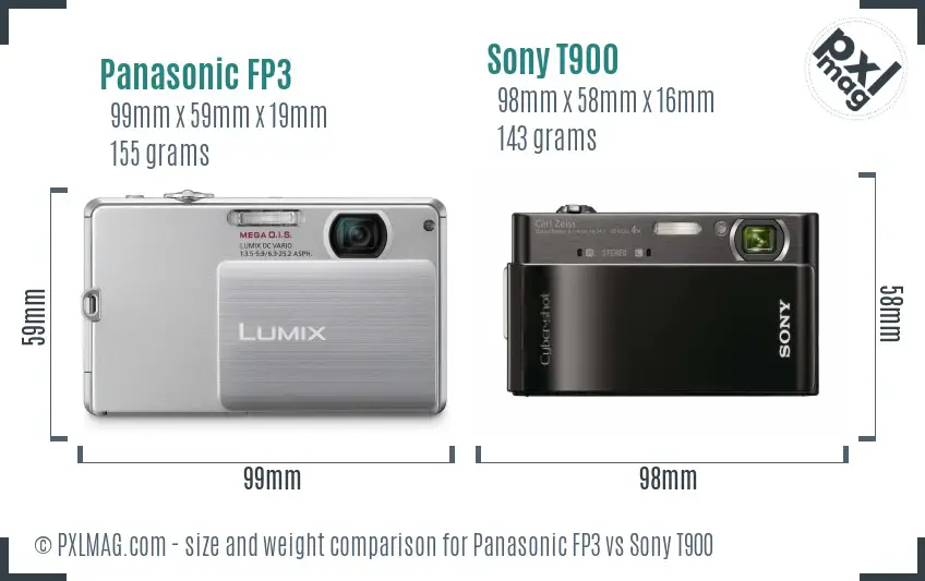 Panasonic FP3 vs Sony T900 size comparison