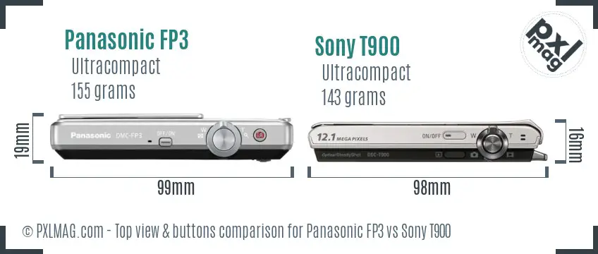 Panasonic FP3 vs Sony T900 top view buttons comparison