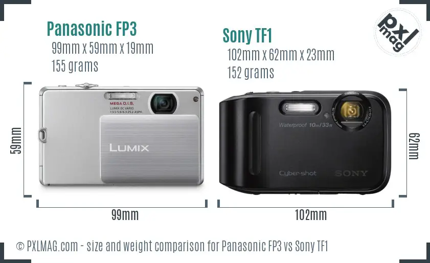 Panasonic FP3 vs Sony TF1 size comparison