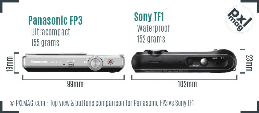 Panasonic FP3 vs Sony TF1 top view buttons comparison