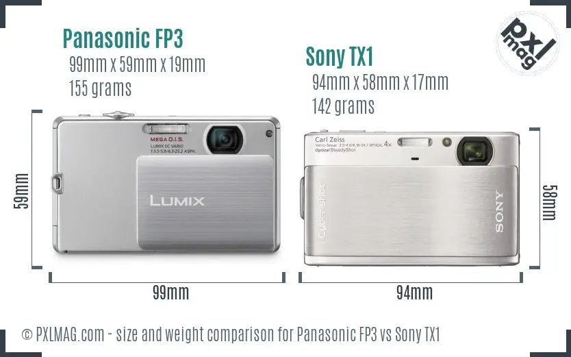 Panasonic FP3 vs Sony TX1 size comparison