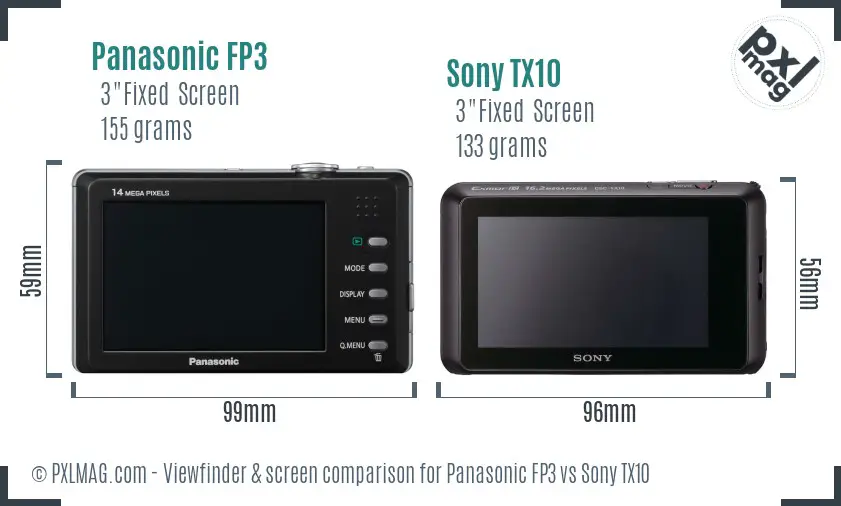 Panasonic FP3 vs Sony TX10 Screen and Viewfinder comparison