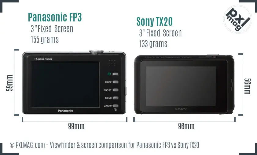 Panasonic FP3 vs Sony TX20 Screen and Viewfinder comparison