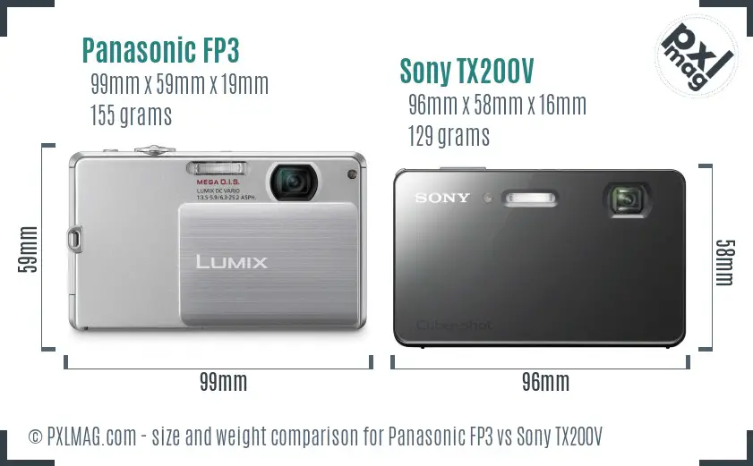 Panasonic FP3 vs Sony TX200V size comparison