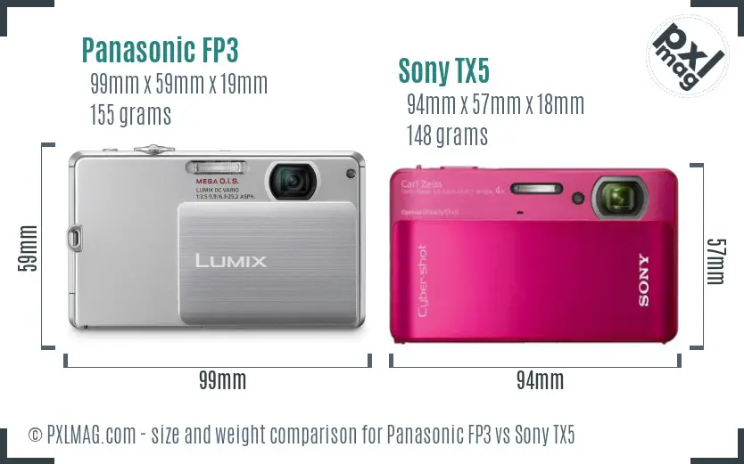Panasonic FP3 vs Sony TX5 size comparison