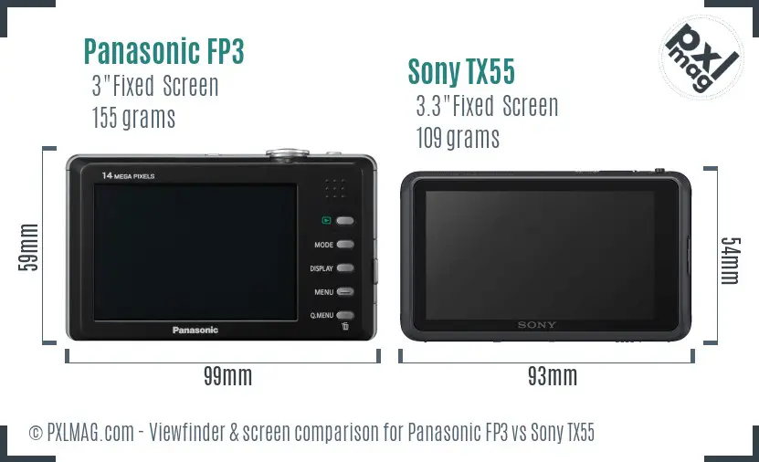 Panasonic FP3 vs Sony TX55 Screen and Viewfinder comparison