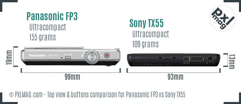 Panasonic FP3 vs Sony TX55 top view buttons comparison