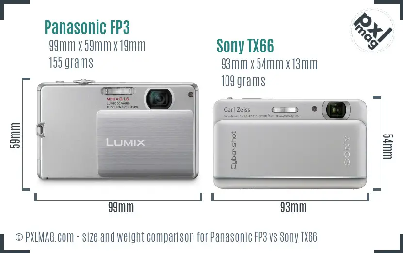 Panasonic FP3 vs Sony TX66 size comparison