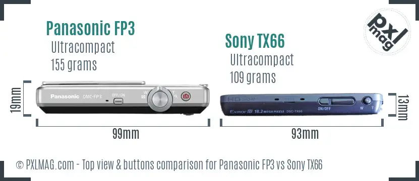 Panasonic FP3 vs Sony TX66 top view buttons comparison