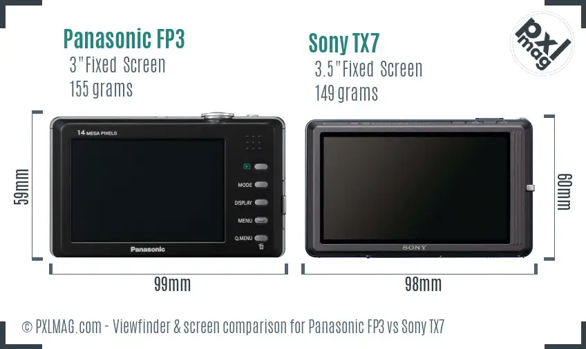 Panasonic FP3 vs Sony TX7 Screen and Viewfinder comparison
