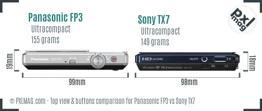 Panasonic FP3 vs Sony TX7 top view buttons comparison