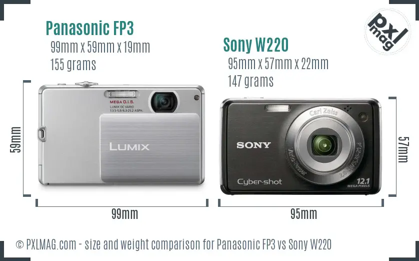 Panasonic FP3 vs Sony W220 size comparison