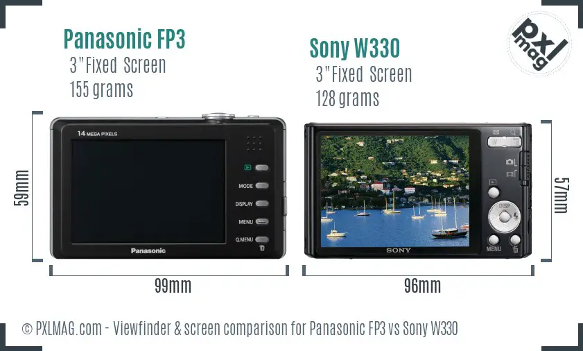 Panasonic FP3 vs Sony W330 Screen and Viewfinder comparison