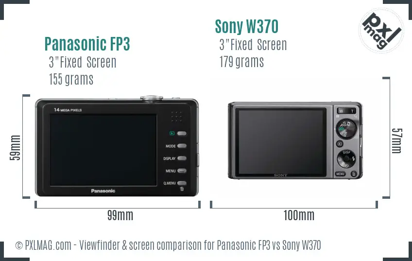 Panasonic FP3 vs Sony W370 Screen and Viewfinder comparison