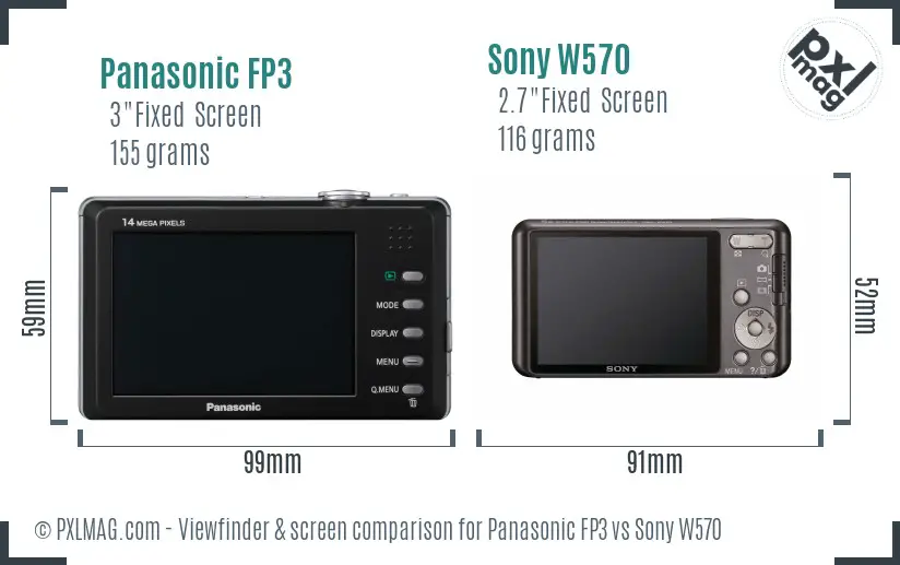 Panasonic FP3 vs Sony W570 Screen and Viewfinder comparison
