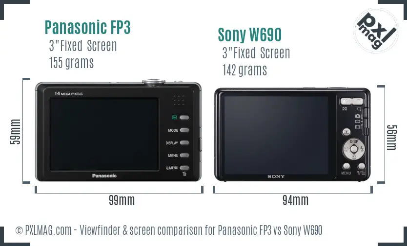 Panasonic FP3 vs Sony W690 Screen and Viewfinder comparison
