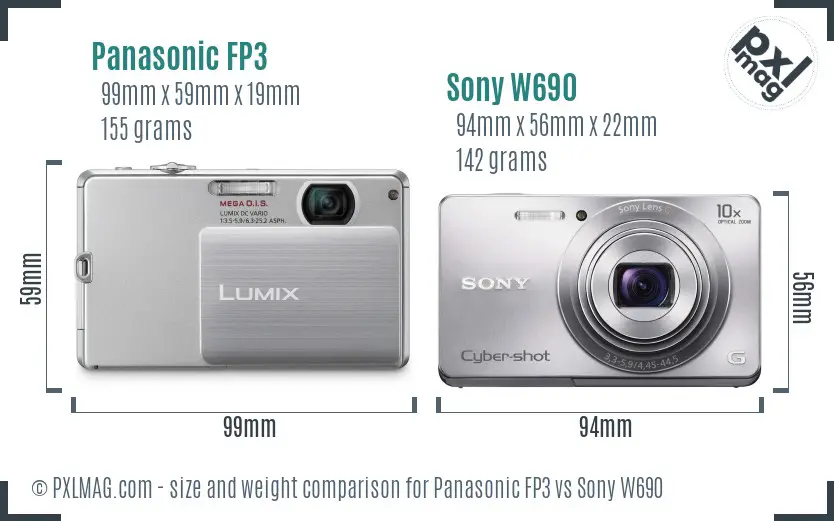 Panasonic FP3 vs Sony W690 size comparison