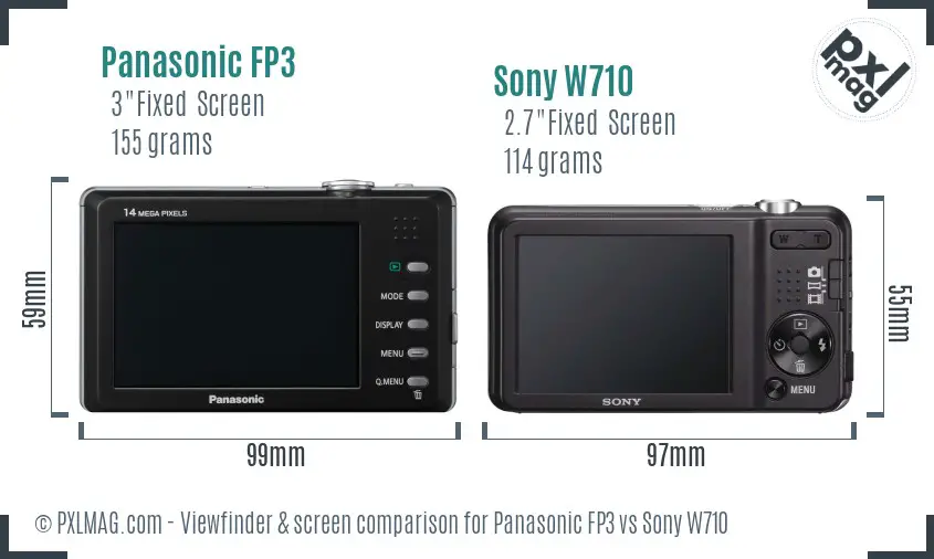 Panasonic FP3 vs Sony W710 Screen and Viewfinder comparison