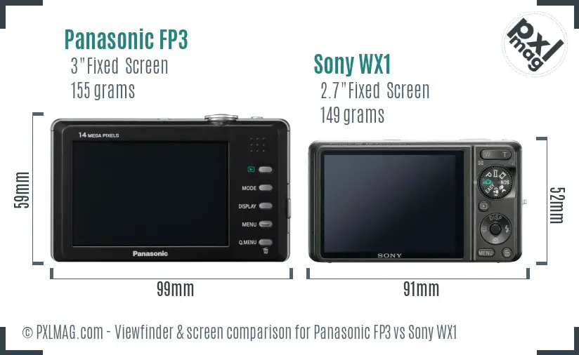 Panasonic FP3 vs Sony WX1 Screen and Viewfinder comparison