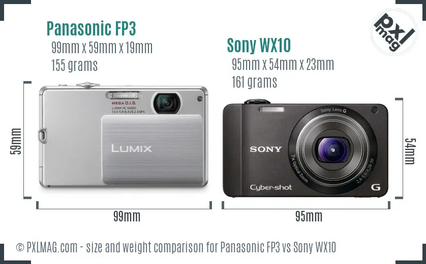 Panasonic FP3 vs Sony WX10 size comparison