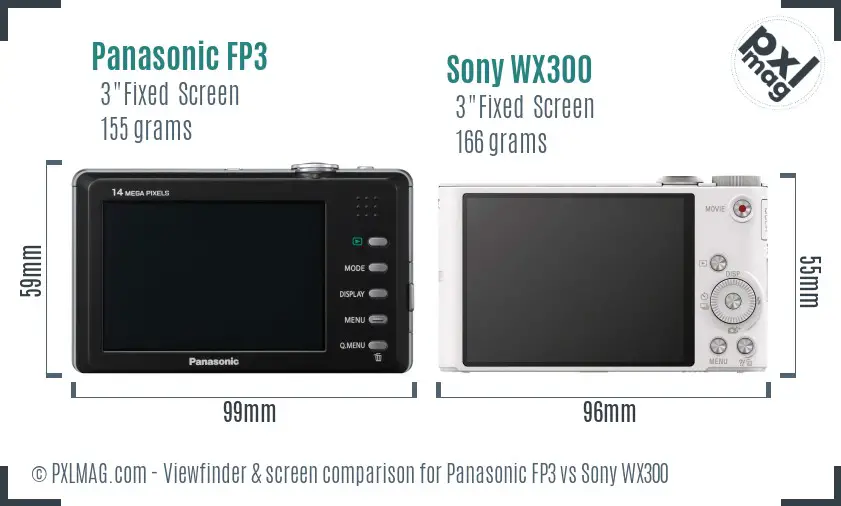 Panasonic FP3 vs Sony WX300 Screen and Viewfinder comparison