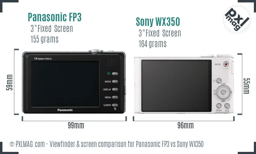 Panasonic FP3 vs Sony WX350 Screen and Viewfinder comparison