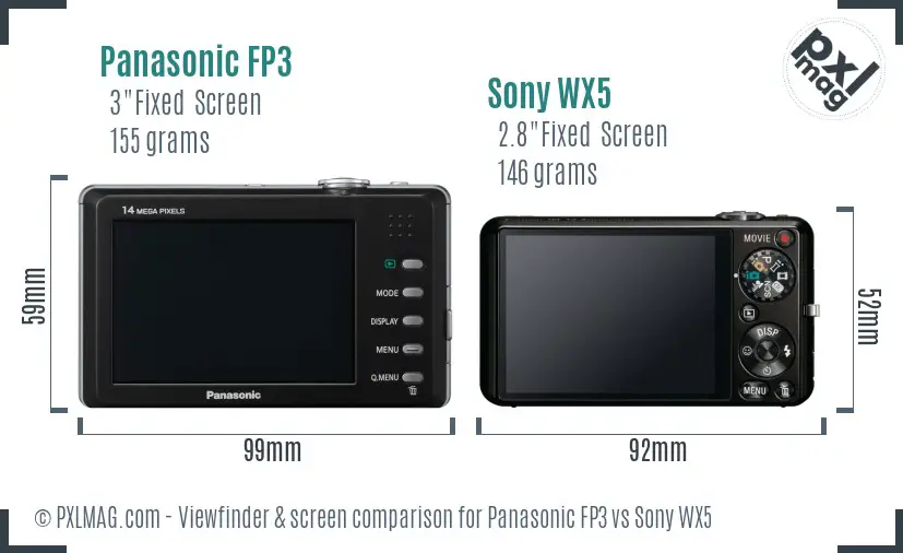 Panasonic FP3 vs Sony WX5 Screen and Viewfinder comparison