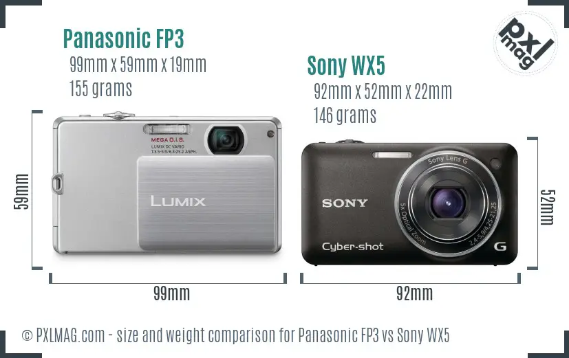 Panasonic FP3 vs Sony WX5 size comparison