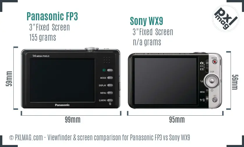 Panasonic FP3 vs Sony WX9 Screen and Viewfinder comparison