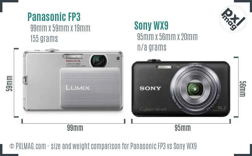 Panasonic FP3 vs Sony WX9 size comparison