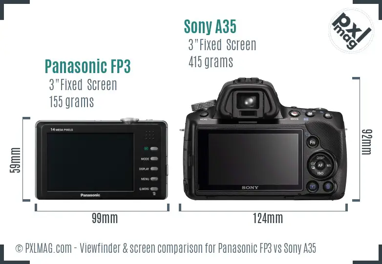 Panasonic FP3 vs Sony A35 Screen and Viewfinder comparison