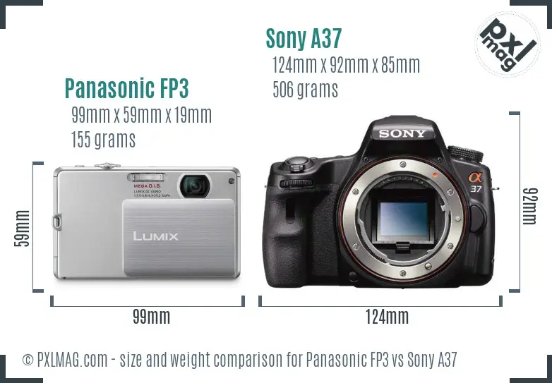 Panasonic FP3 vs Sony A37 size comparison