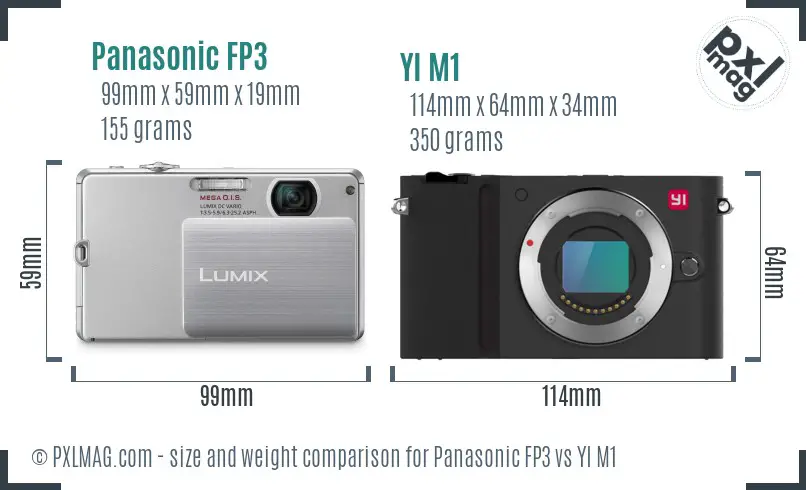 Panasonic FP3 vs YI M1 size comparison
