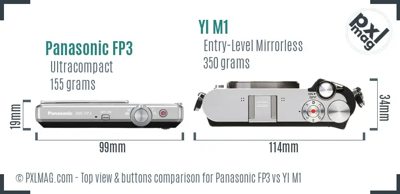 Panasonic FP3 vs YI M1 top view buttons comparison