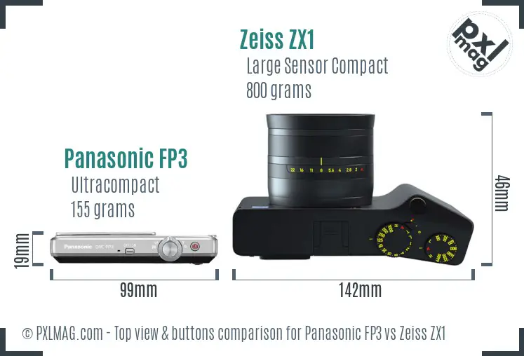 Panasonic FP3 vs Zeiss ZX1 top view buttons comparison
