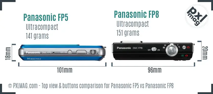 Panasonic FP5 vs Panasonic FP8 top view buttons comparison