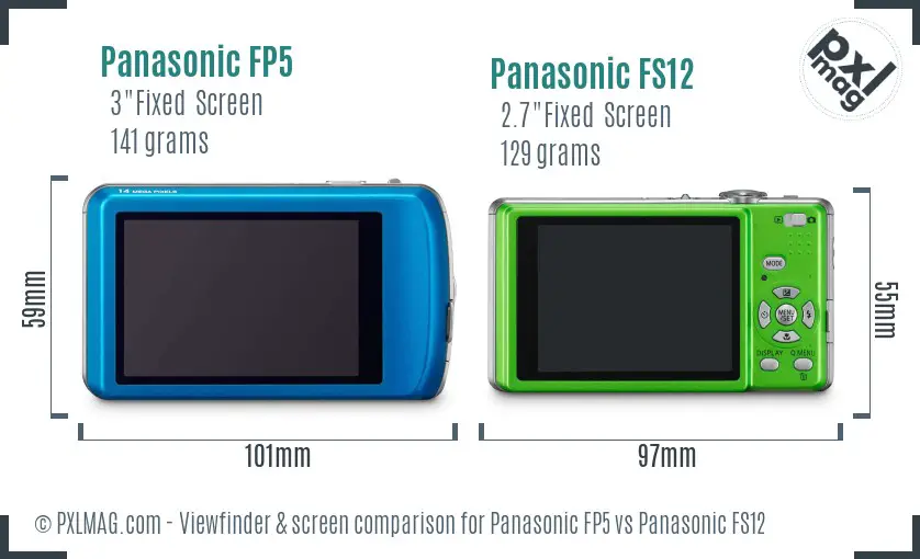 Panasonic FP5 vs Panasonic FS12 Screen and Viewfinder comparison