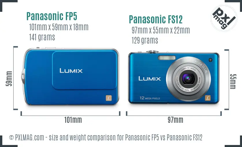 Panasonic FP5 vs Panasonic FS12 size comparison