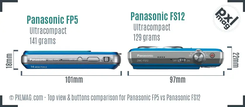 Panasonic FP5 vs Panasonic FS12 top view buttons comparison