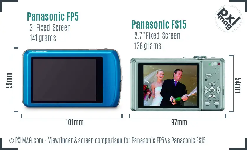 Panasonic FP5 vs Panasonic FS15 Screen and Viewfinder comparison