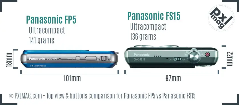 Panasonic FP5 vs Panasonic FS15 top view buttons comparison