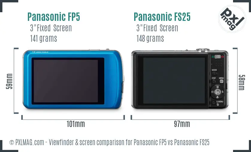 Panasonic FP5 vs Panasonic FS25 Screen and Viewfinder comparison