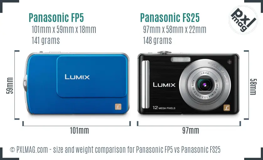 Panasonic FP5 vs Panasonic FS25 size comparison