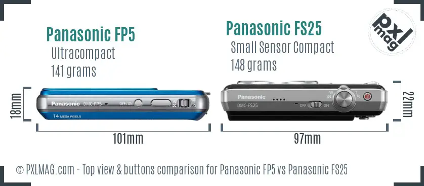 Panasonic FP5 vs Panasonic FS25 top view buttons comparison